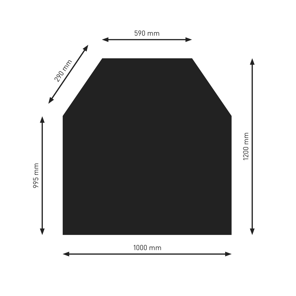 [RA052-0B2-sw] Bodenplatte B2 schwarz 6-Eck   1200x1000mm