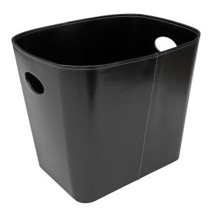 [SH100512] Holzkorb Kunstleder schwarz, groß