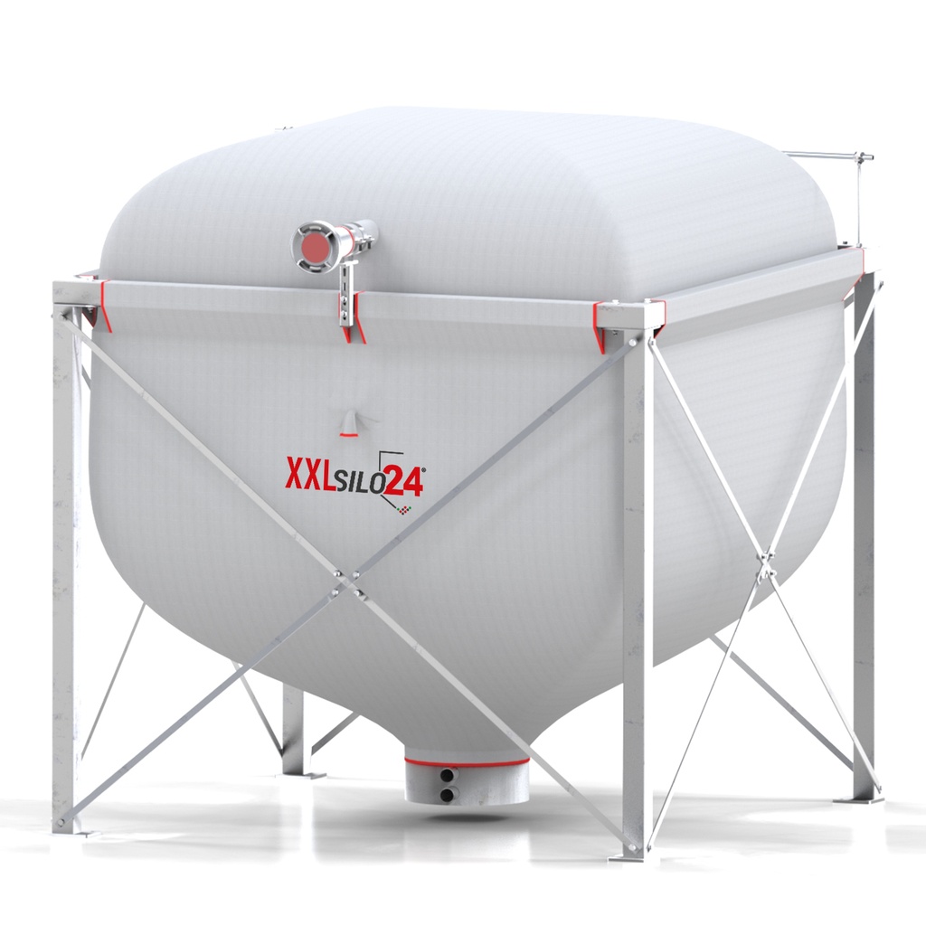 [PL-2494] Pelletsilo XXL mit Stahlgestell und Absaugtopf (160 x 160 cm / 1,85 - 2,15 m)