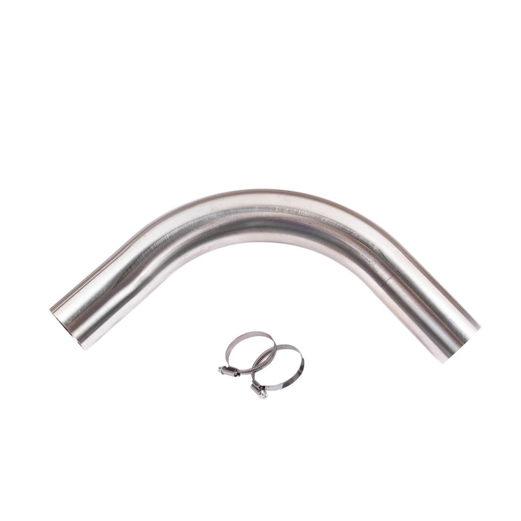 [PL-2542] Edelstahl-Rohrbogen 90°, R = 150 mm, DN 50 – Set mit 2 Schellen