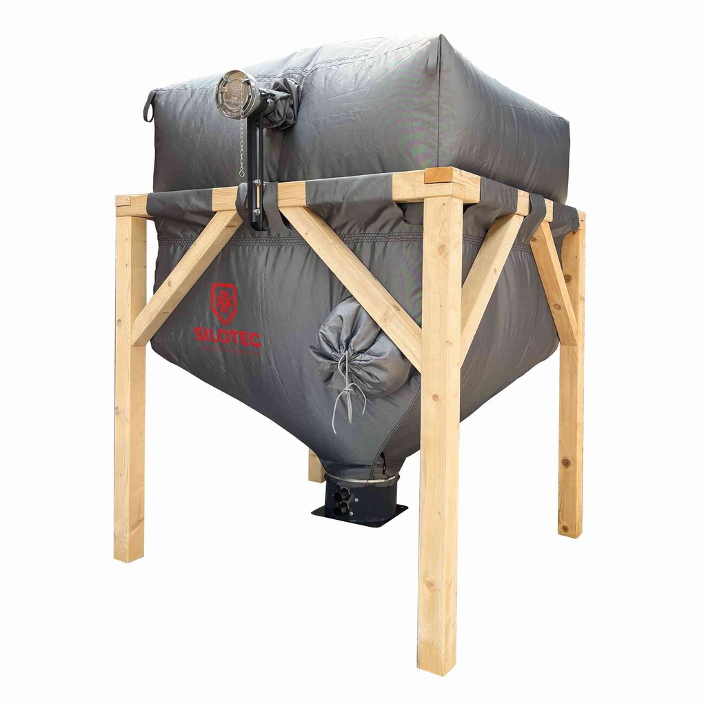[PL-6971] Silotec Pelletsilo HPS ÖKO mit Zentralauslauf, Holzgestell (165 x 165 cm / 1,80 - 2,15 m)